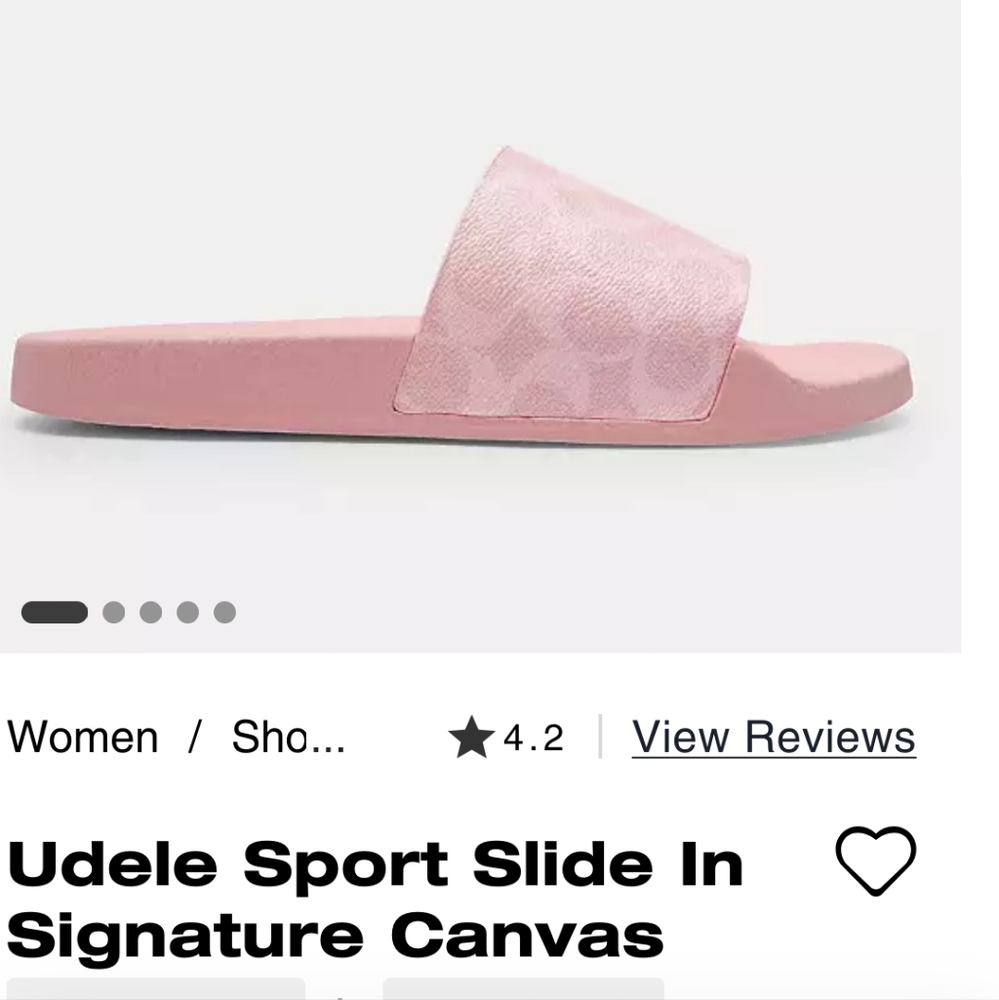 New! Udele Sport Slide In Signature Canvas, Pink Slide Sandals - Picture 2 of 4